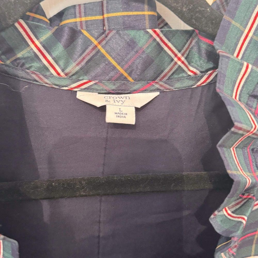 Crown & Ivy Plaid Dress Ruffle Neck / Size L - Picture 6 of 7